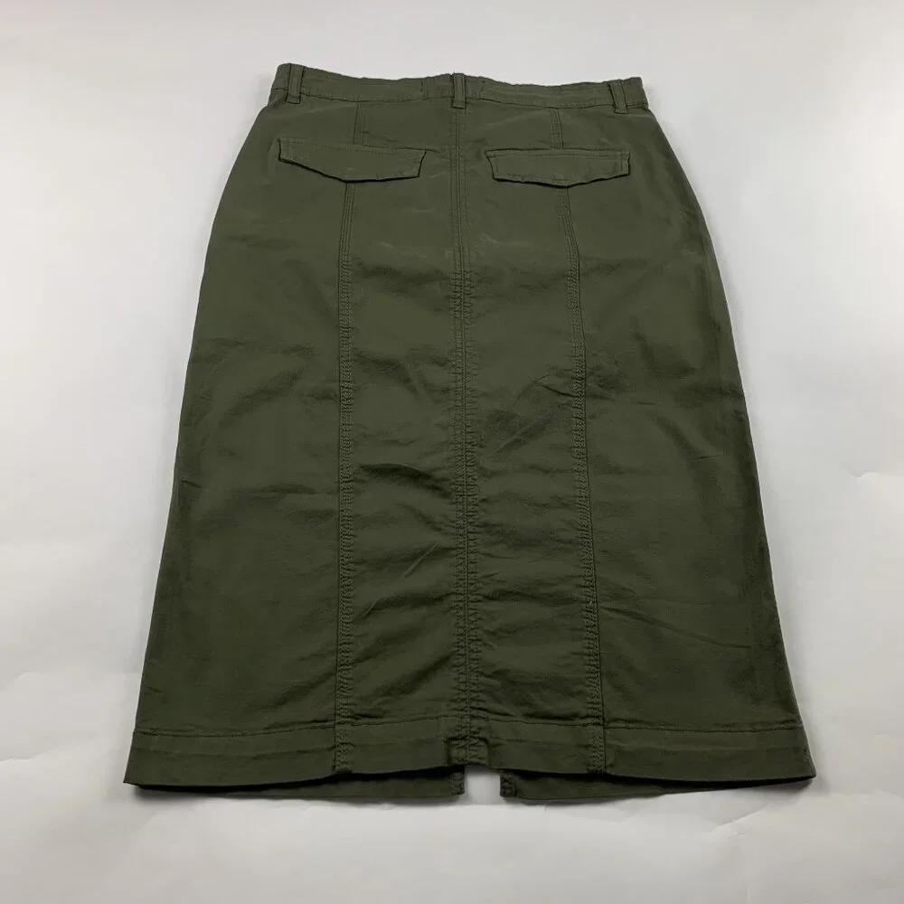 Sanctuary Dark Burnt Olive Canvas Split Front Triple Threat Maxi Skirt 29 New - Picture 5 of 6